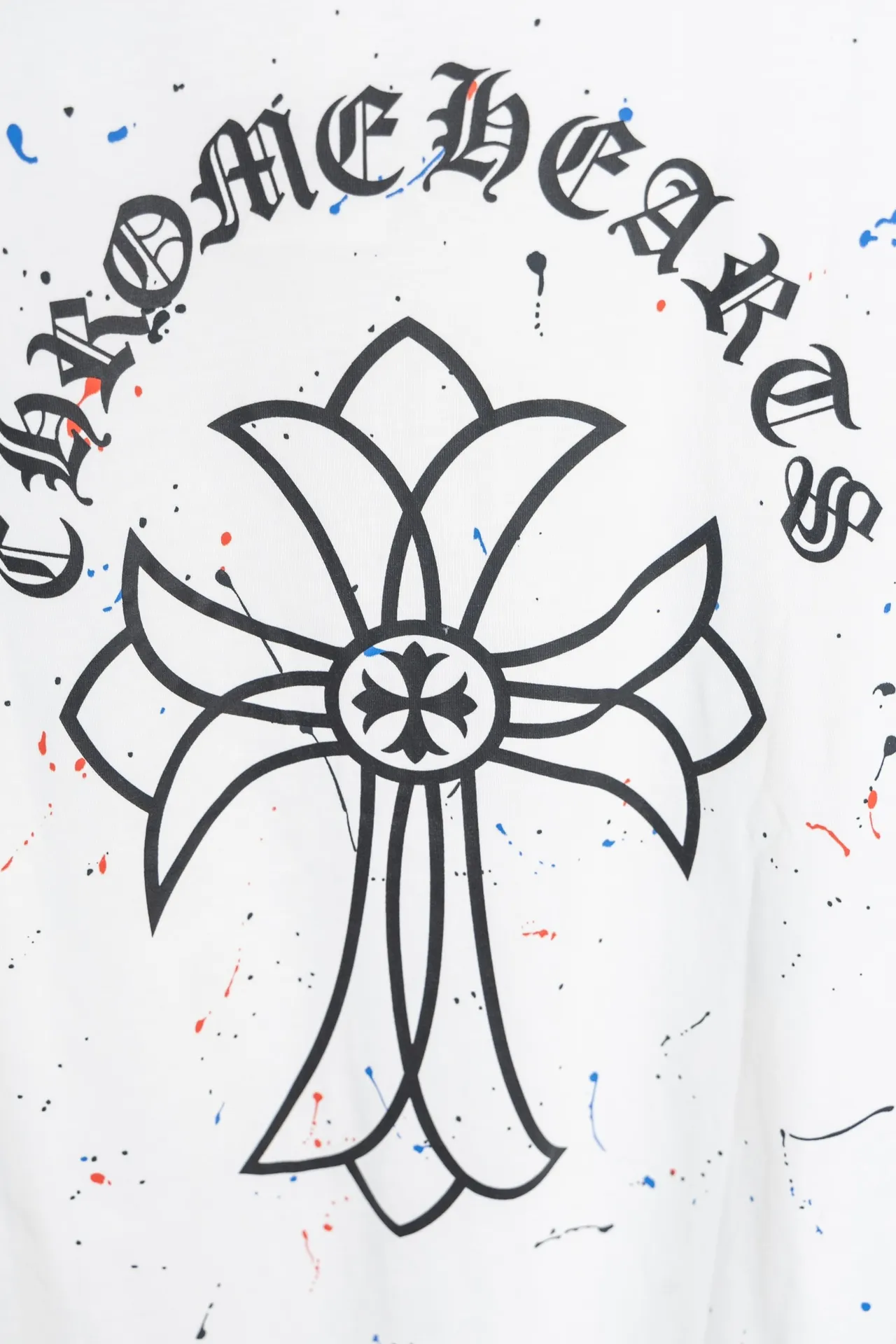 🅿️140 T2109 Chrome Hearts 24ss new T-sleeve! Made of 260g double yarn pure cotton fabric, color ink splash digital direct printing technology, fashionable and versatile, same style for men and women. Color: black, white, size: M～3XL